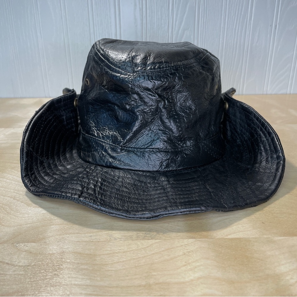Genuine Leather Patchwork Soft Aussie Style Hat -… - image 1